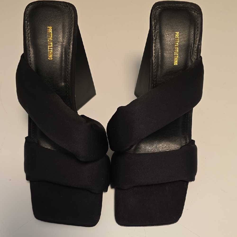 PrettyLittleThing Black Mules with Crisscross Straps